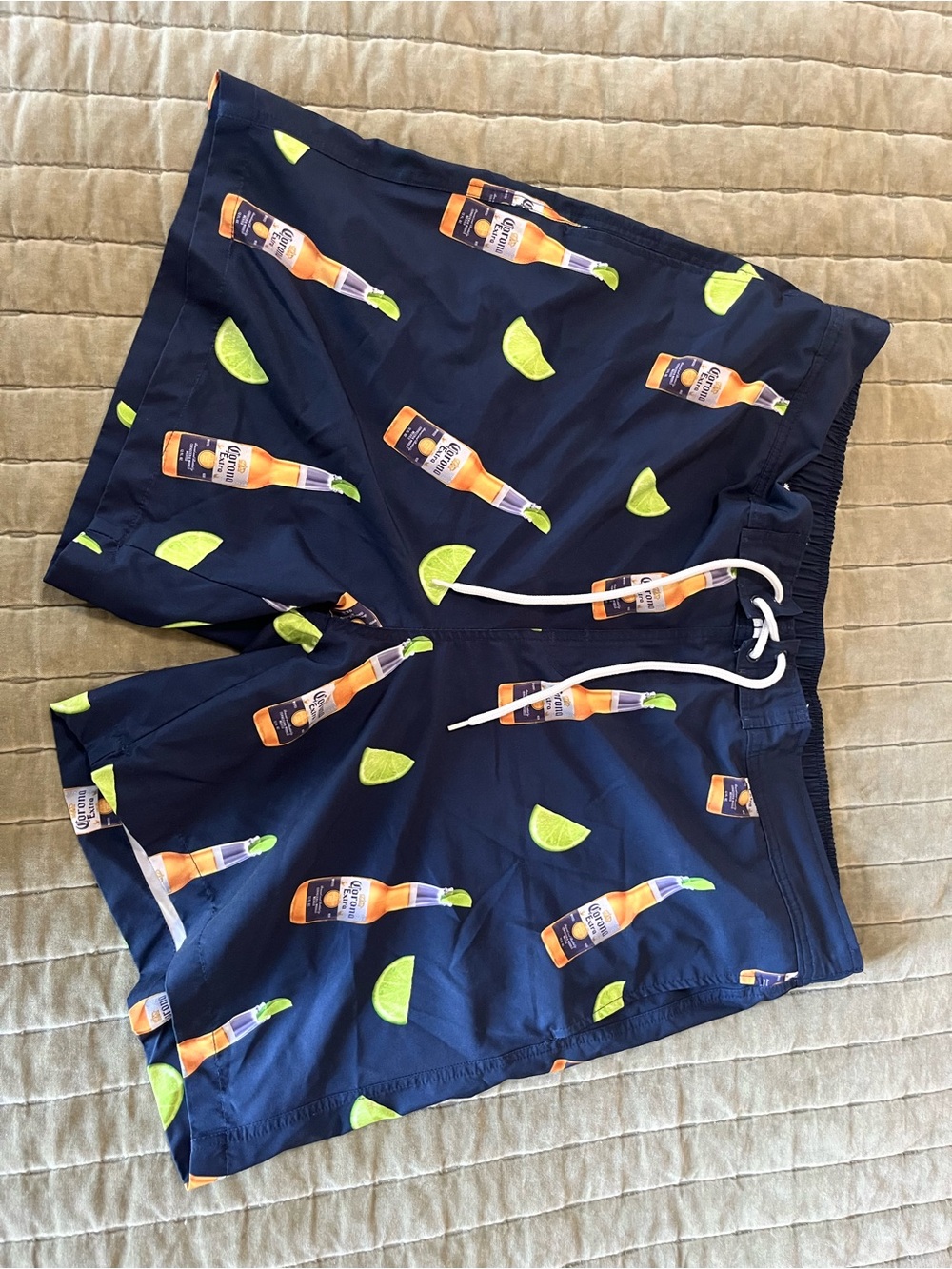 Corona Navy Swim Shorts with White Drawstring